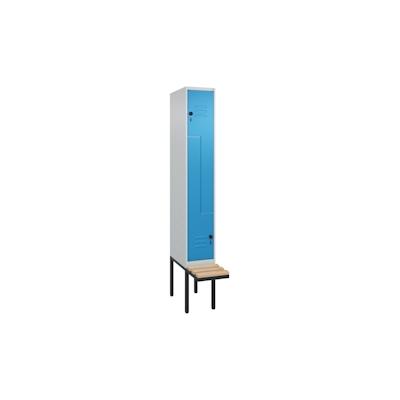 C+P Z-Spind Classic PLUS, schwebender Sitzbank aus Buche 4 Abteile, HxBxT 212x80x82cm, Sicherheitsdrehriegel, Hellgrau/Rubinrot von PROREGAL Image