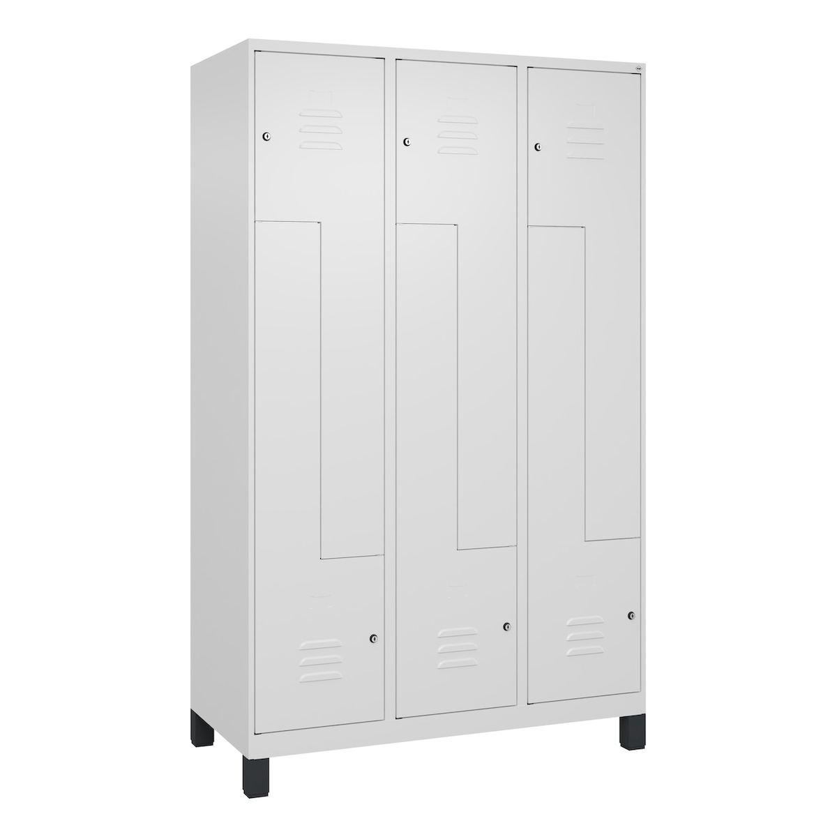 C+P Z-Spind Classic PLUS, Füßen, 6 Abteile, HxBxT 195x120x50cm, Zylinderschloss, Verkehrsweiß von PROREGAL Image