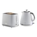 Daewoo SDA2678 Stirling Collection, 1.7L Pyramid Kettle with Matching 2 Slice Toaster, Safety Features, Easy Cleaning, Cohesive Kitchen Set, Stainless Steel, White