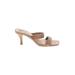 Vince Camuto Heels: Slip-on Stilleto Casual Tan Print Shoes - Women's Size 8 1/2 - Open Toe
