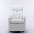 Latitude Run® Helmine Premium Upholstered Swivel Rocking Chair Glider w/ Convenient Pocket Upholstered in Brown | Wayfair