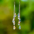 Boucles d'oreilles pompon goutte d'eau en cristal pour femmes boucles d'oreilles longues colorées