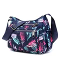 Sac à main en nylon imperméable à motif floral pour femme sac messager multi-poches tissu de