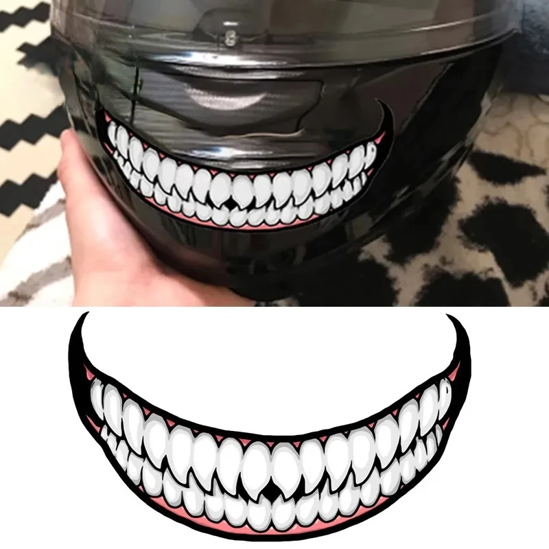 Autocollants en vinyle universels pour casque de moto, dents maléfiques et langue, réservoir de carburant, carrosserie de course, fenêtre, décoration amusante, 1 pièce