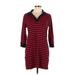 Tommy Hilfiger Casual Dress - Mini Collared 3/4 sleeves: Burgundy Color Block Dresses - Women's Size Large