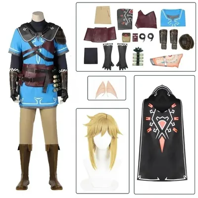 Spiel Zelda Cosplay Breath of the Wild Link Cosplay Kostüm Hemd Umhang Zubehör Sets Erwachsene Kinder Outfit Für Karneval Party Image