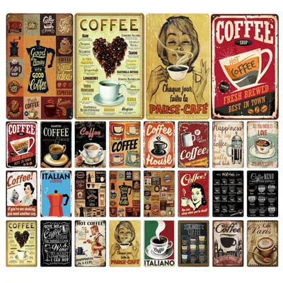 Vintage Kaffee Bar Metall Zeichen Zinn Poster Wand Kunst Zeichen Wand Dekoration Kaffee Plaque Image