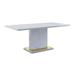 Tyra 71 Inch Dining Table, Rectangular, Gray Pedestal, Stainless Steel