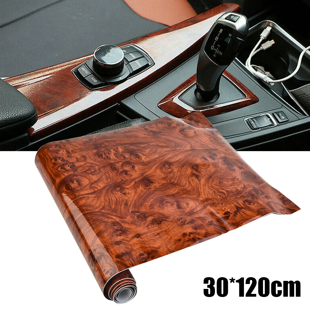 Adesivo per auto lucido adesivo interno per auto impermeabile pellicola fai da te venature del legno decalcomania in vinile accessori interni auto universali