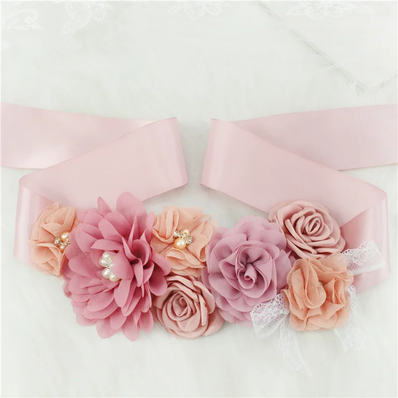 Mode Spitze Blumen gürtel Frauen Blumen mädchen Bund Hochzeit Schärpen Hochzeits bänder Strass Gürtel Gürtel Hochzeits kleid Gürtel Image