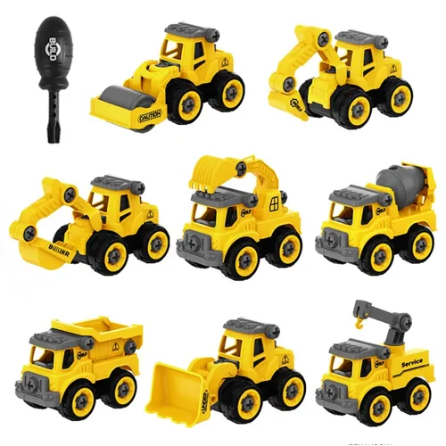8 stücke Engineering Fahrzeug Spielzeug für Kinder DIY Nuss Bagger Traktor Bulldozer Feuerwehr auto