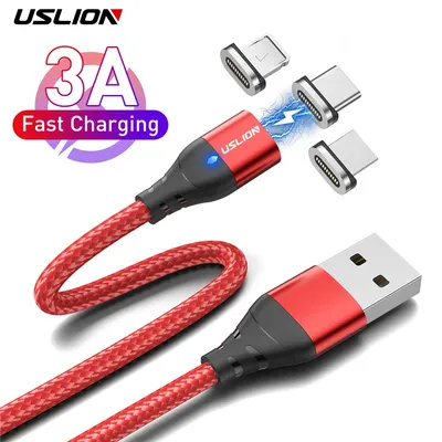 USLION 3-in-1-Magnetkabel, Micro-USB-Typ-C-Kabel, schnelles Aufladen für iPhone 14, magnetisches USB-C-Datenladekabel, Telefon-Adapterkabel Image