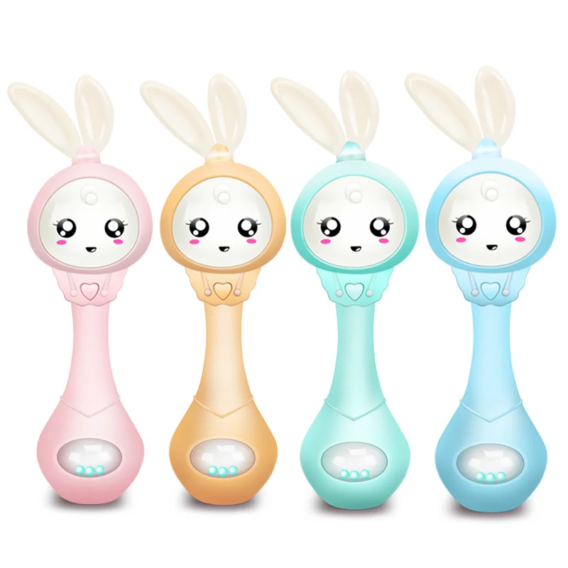 QWZ Musical Blinkende Baby Rasseln Beißring Rassel Spielzeug Hand Glocken Kaninchen Hand Glocken Neugeborenen Frühen Pädagogisches Spielzeug 0-12M Image