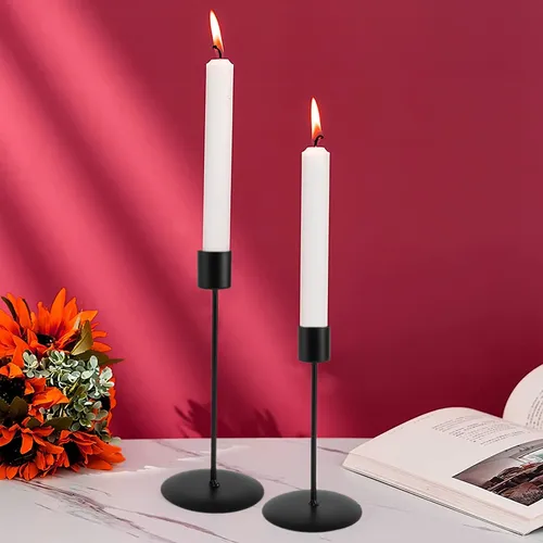 2 Stück Metall Kerzenhalter Kerzenhalter für Tisch schwarz Kerzenhalter für zu Hause Hochzeit