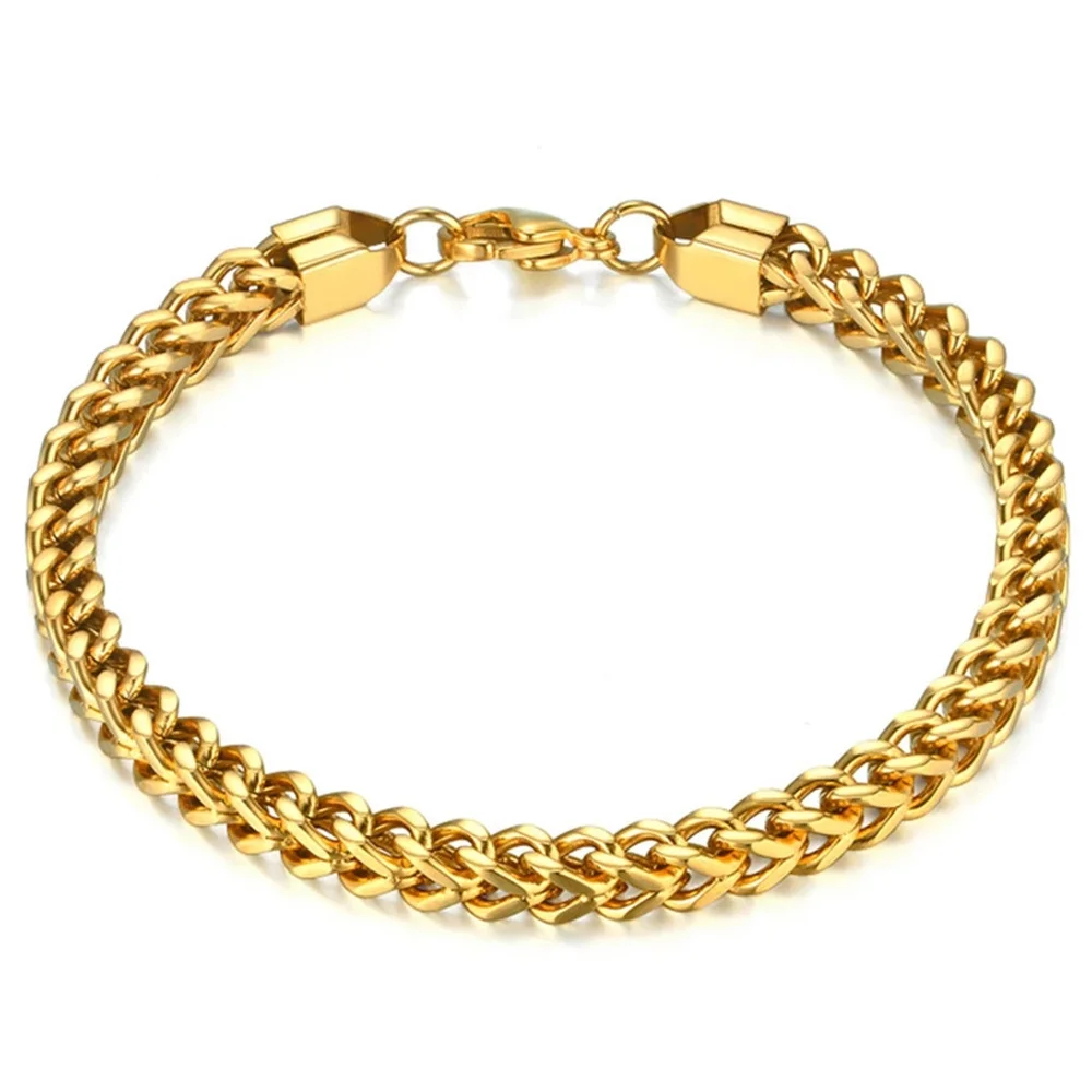 Punk Bordstein kubanische Glieder kette Armband 18/21cm Gold Silber Farbe Edelstahl 5mm Hand ketten für Frauen Männer Schmuck Geschenk