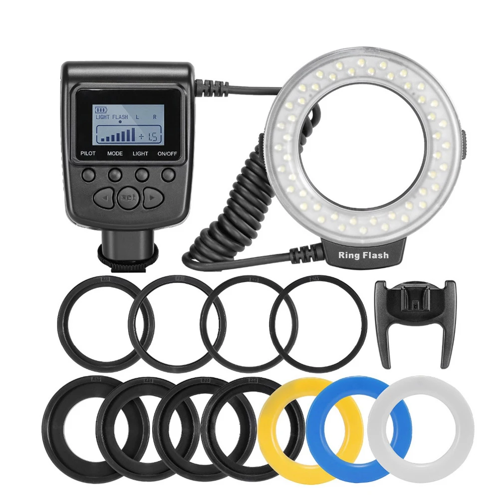 RF-550D 48pcs Makro LED Ring-Bundle mit 8 Adapter Ring für Canon Nikon Pentax Olympus Panasonic DSLR Kamera flash-HD 130 Image