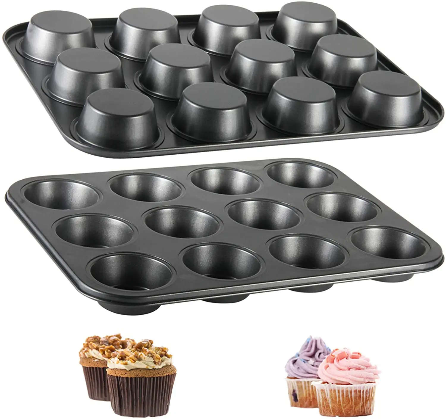 6/12 Tassen Cupcake Form Muffin form Quadrat Cupcake Pfanne Muffin Tablett Kohlenstoffs tahl Backform Antihaft-Back geschirr Image