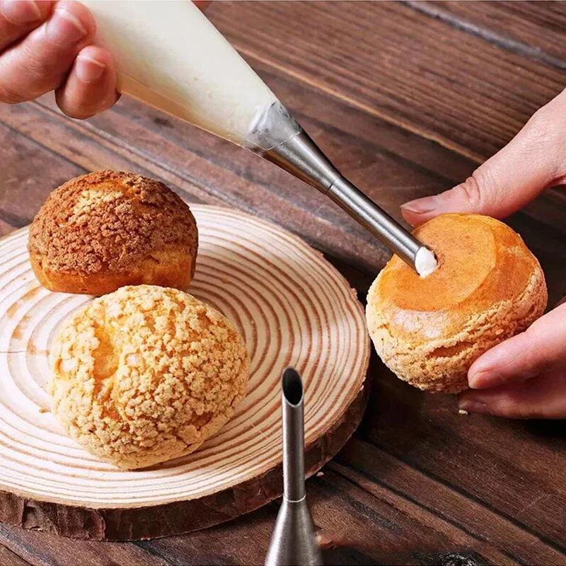 3/4 stücke Puff Creme Mund Edelstahl Puff Injektor Küche Backen Werkzeuge Lange Spitzen Mund Design Puff Blume mund Set TMZ Image