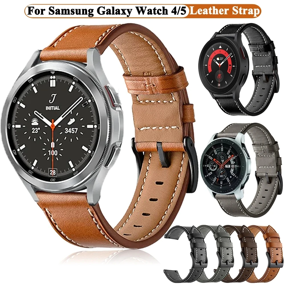 20 mm Lederarmband für Samsung Galaxy Watch 5 Pro 45 mm/4 Classic 46 mm 42 mm Armband Gürtel Uhr 5/4 44 mm 40 mm Smart Watch Band Image