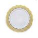 10 Round White Plastic Plates with Gold Lace Trim