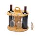 Wine Bottle Holder with Glass Cup Rack and Free Wood Handle Corkscrew