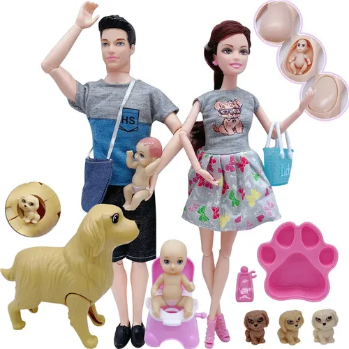 Puppen zubehör Baby puppe schwangere Mutter Dame Vater Papa Ken für Barbie Puppen Spiel Weihnachten