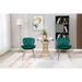 Oval Backrest Dining Chair Modern Velvet Side Chairs w/ Upholstered Accent Chairs & Polished Gold Legs Office Set of 2, Emerald