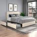 Velvet Upholstered Platform Bed with Button Tufted Headboard,Ivory