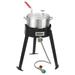 BULYAXIA Propane Outdoor Fryer Package with Steel Frame Cooker Base Aluminum Fry Pot Fryer Basket and Stainless Thermometer