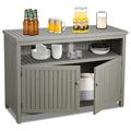 BULYAXIA Outdoor Console Sideboards Buffet Cabinet 44 L x 16.5 W x 32.5 H Solid Wood Storage Cabinet TV Stand Furniture for Patio Entryway Deck(Grey)