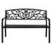 50inch Outdoor Garden Bench Heavy Duty Frame 400LBS Load Outdoor Loveseat Bench with Floral Pattern Back Patio Seating Bench for Backyard Black