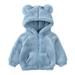 SILVERCELL Toddler Winter Warm Cardigan Coat Unisex Long Sleeve Solid Color Zipper Jacket Kids Cute Bear Ears Hoodie Outwear