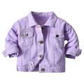 Wiueurtly Girls down Jacket Baby Boys Girls Denim Jacket Kids Toddler Button Down Jeans Jacket Top Coat Outerwear Casual Clothes