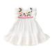 Wiueurtly Pleated Dress for Kids Baby Kid Girl Sleeveless Embroidery Flower Princess Dress Clothes