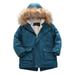 Children s Parka Jacket Winter Velvet Fleece Padded Coat Winter Fashion Hooded Boy s Thick Warm Coat Cotton-Padded Hoodies Jacket Blue 3-4 Years