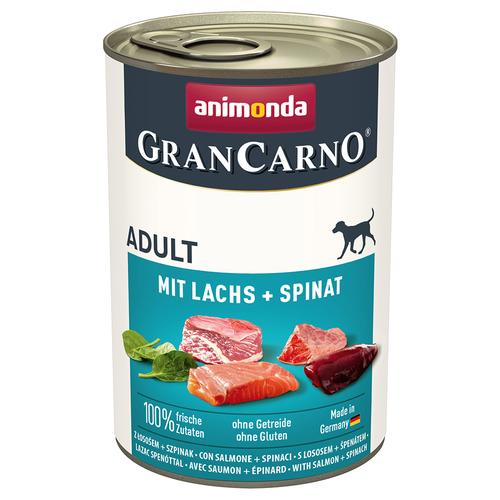 24x 400g animonda GranCarno Original Adult Lachs & Spinat Hundefutter nass