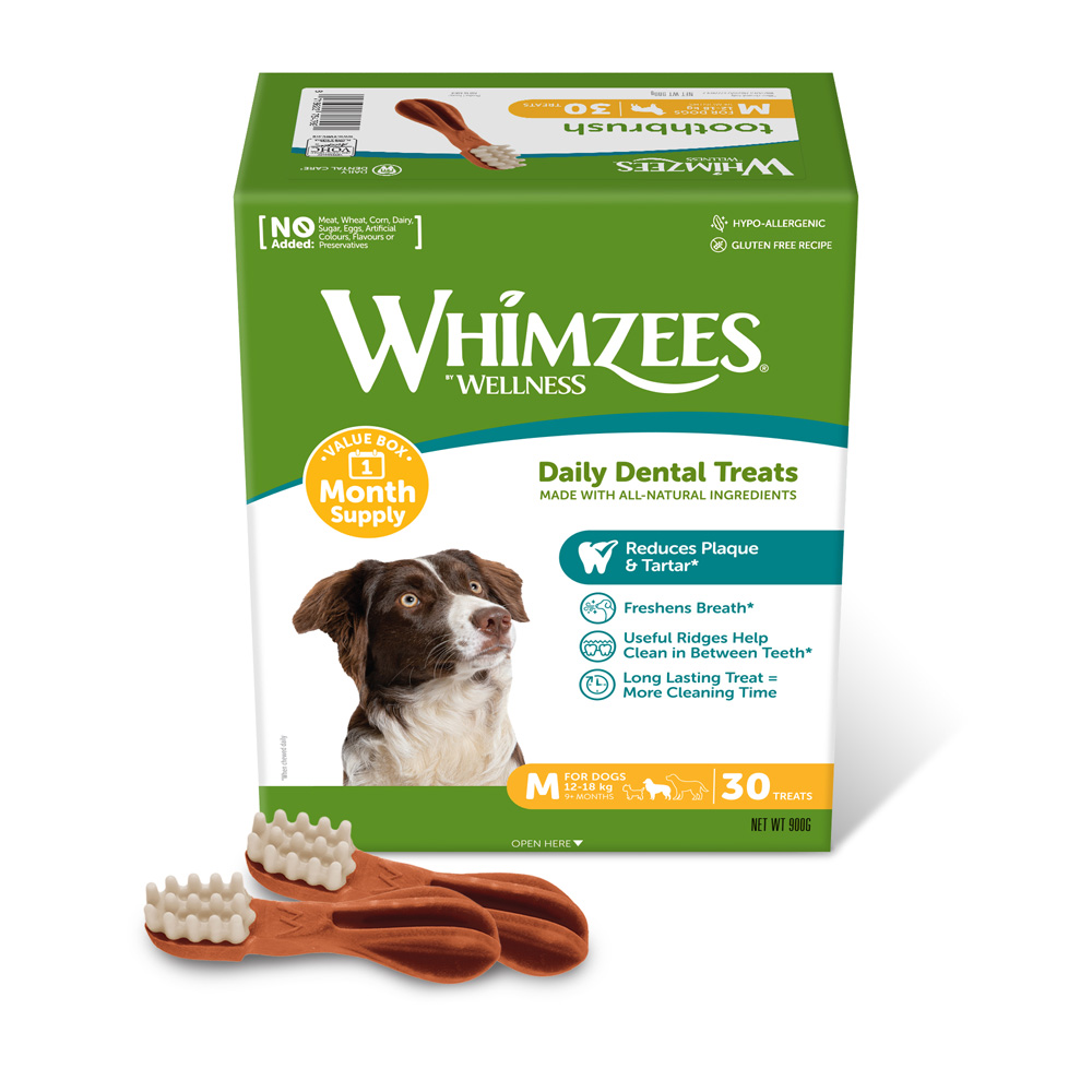 30x Size M Toothbrush Whimzees by Wellness Dog Snacks | Monthly Box