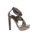 Diane von Furstenberg Heels: Brown Snake Print Shoes - Women's Size 9 1/2 - Open Toe