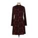 Tommy Hilfiger Cocktail Dress - A-Line High Neck 3/4 sleeves: Burgundy Dresses - Women's Size 6