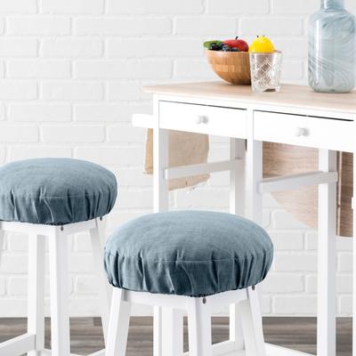 Lisa Solid Barstool Cover by Ellis Curtains in Dusty Blue