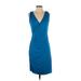 Banana Republic Cocktail Dress - Sheath Plunge Sleeveless: Blue Solid Dresses - New - Women's Size Small