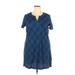 TWO by Vince Camuto Casual Dress - Shift V Neck Short sleeves: Blue Plaid Dresses - Women's Size X-Large