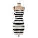 Herve Leger Cocktail Dress - Bodycon Square Sleeveless: White Stripes Dresses - Women's Size Medium