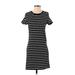 Old Navy Casual Dress Crew Neck Short sleeves: Black Stripes Dresses - Women's Size Small