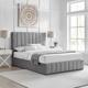 Leo Plush Velvet Ottoman Storage Bed - Light Grey - Luxurious Space-Saving Design with Hidden Storage - Stylish and Cozy Bedroom Furniture