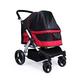 Dog Pram Stroller for Large Dogs, Pet Gear Travel Stroller Carrier Pet Dog Cat Stroller Pram for Two Cats, Breathable Oxford Cloth, Pushchairs Aluminum Alloy Loading 30Kg (Color : Dark Gra (Red)