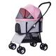Pet Dog Pram Stroller for Small Medium Dogs, Travel Large Space Cat Stroller Outdoor Buggy 4 Wheel Pet Stroller Lightweight Folding Detachable Dog Pushchair for Small Dogs (Color : Blue) (Pink)