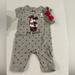 Disney One Pieces | Disney Baby Girl Minnie Mouse Be Mine Pant Romper Valentine’s Day Size 3/6m | Color: Gray/Red | Size: 3-6mb