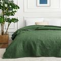Love's cabin Bedspread 200 x 220 cm, Olive Green, Ultra Soft Bed Quilt Lightweight Microfibre Bedspreads Bed Throw 200 x 220 cm, Modern Bedspread with Coin Pattern for All Seasons (without Pillowcase)
