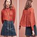 Anthropologie Tops | Anthropologie Deletta "Amanna" Burnt Orange Lace Smocked Mockneck Top | Color: Orange | Size: L